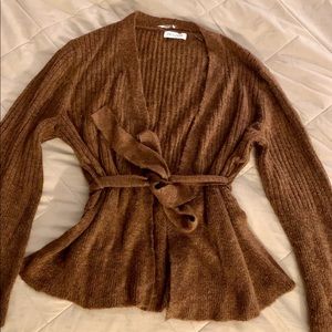 Comfy Brown Cardigan With String Belt